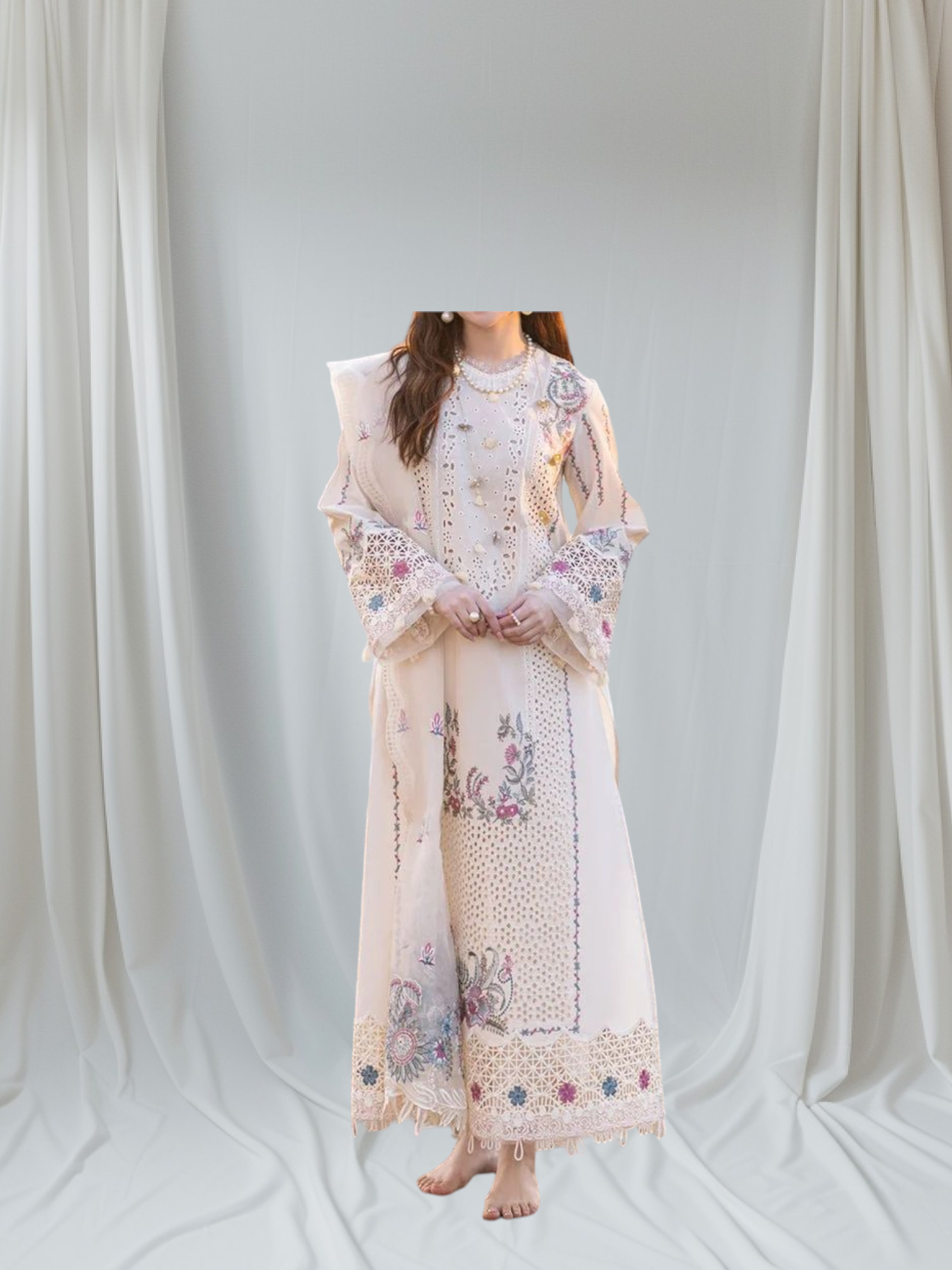 3 PC Suit Embroidered Air Jet Lawn