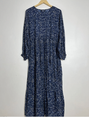 Blue - Floral Frill Maxi Abaya