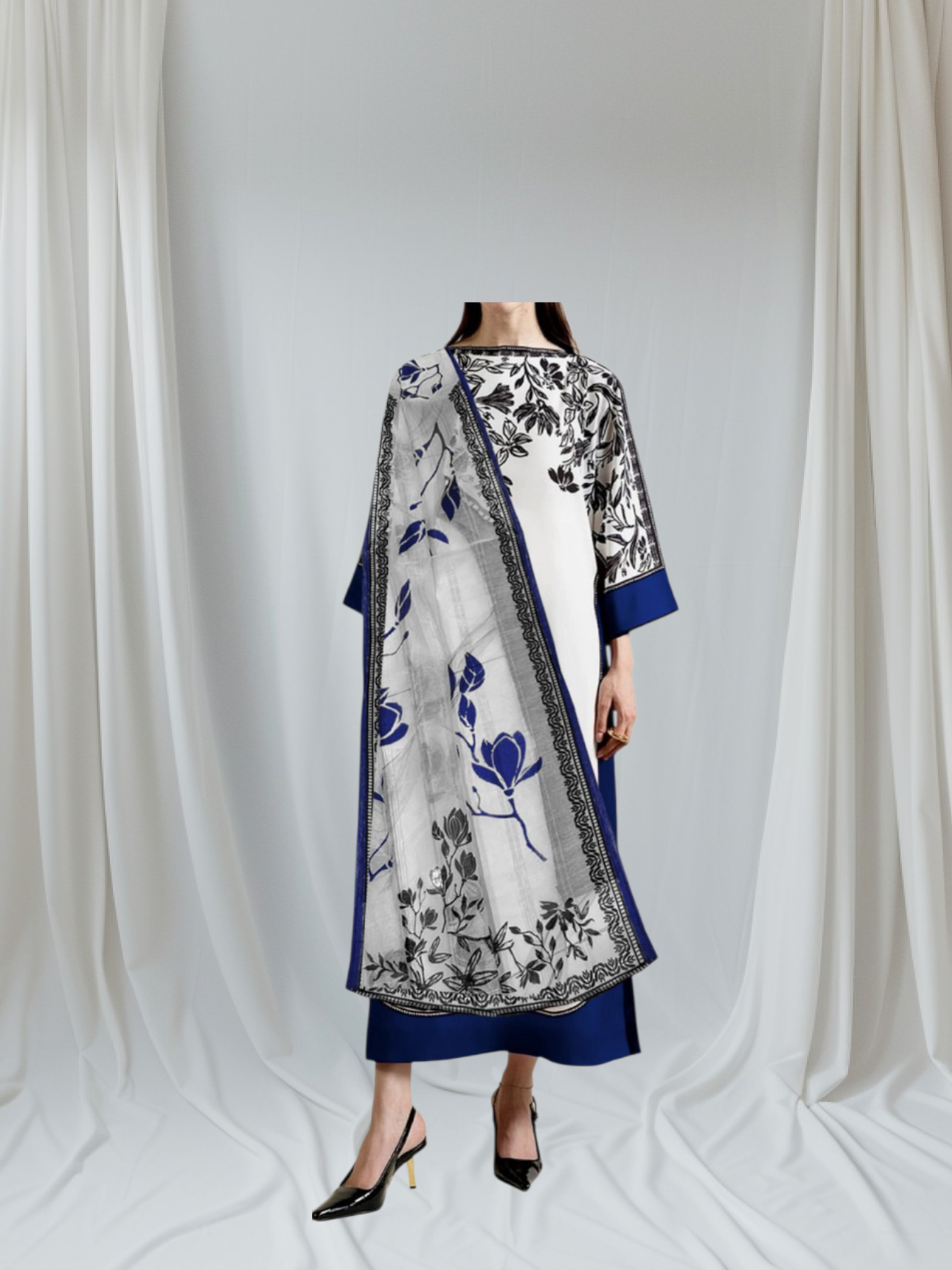 3 Pc Stitched Swiss Lawn Suit - Image 4